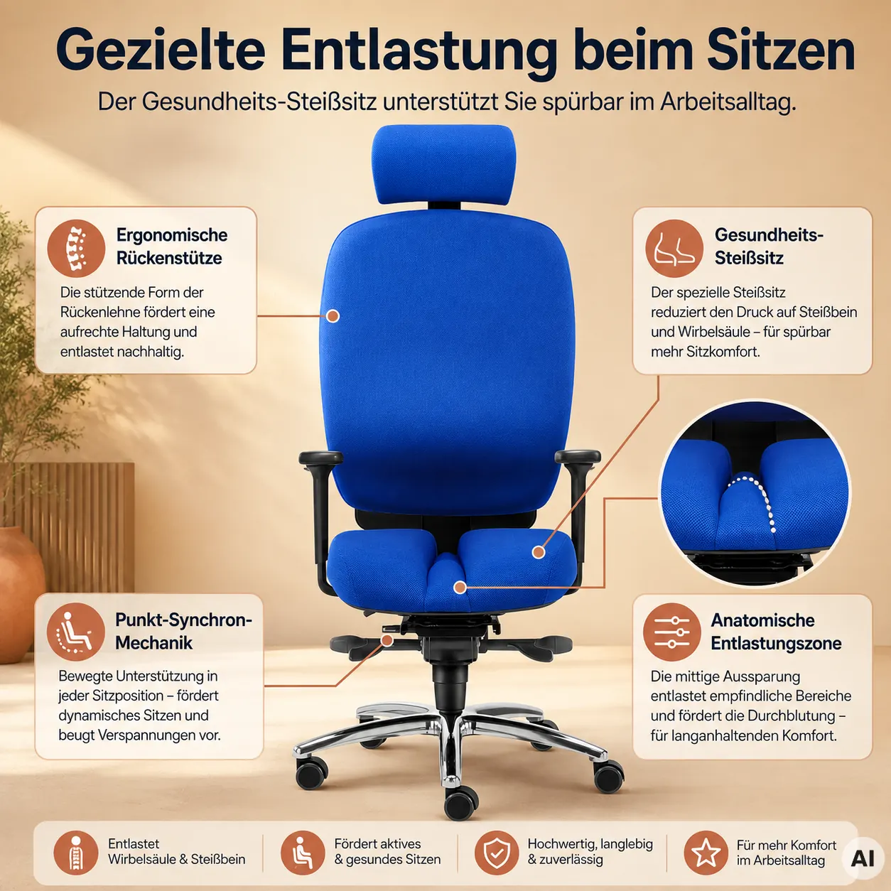 Office - Bürostuhl gegen Steißprobleme